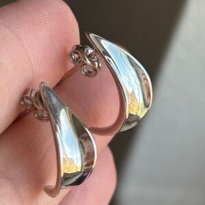 Elegant Sterling Silver Half Teardrop Earrings Pierced